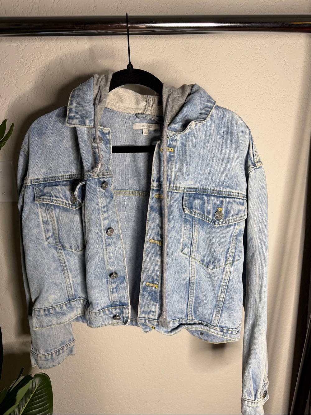 Light Wash Denim Hooded Jacket